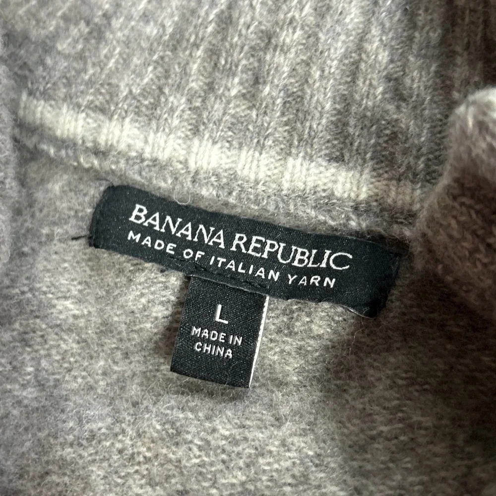 Banana‎ Republic Men's Light Gray Mock Neck Button Up Knit Sweater M/L
